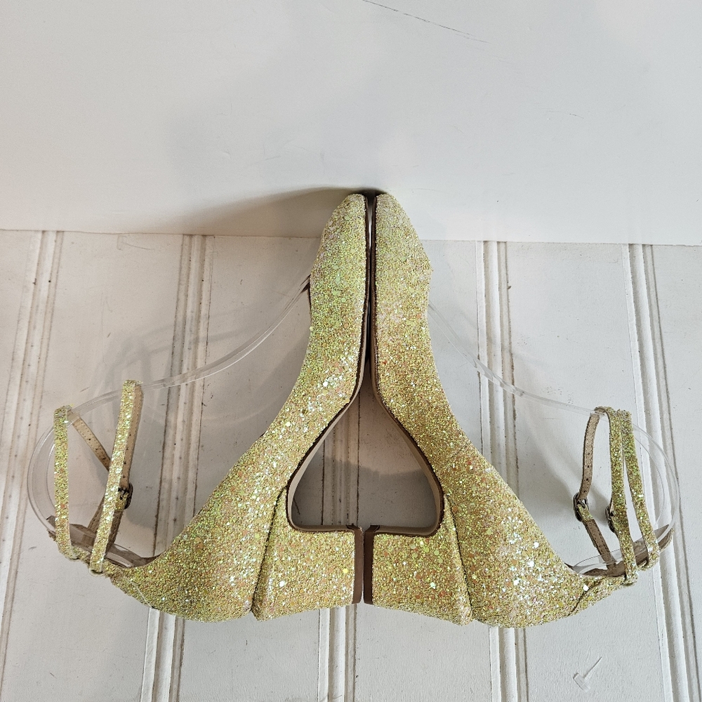 Free People Glitter Ankle-Strap Block Heel in Yellow Gold - Picture 7 of 16